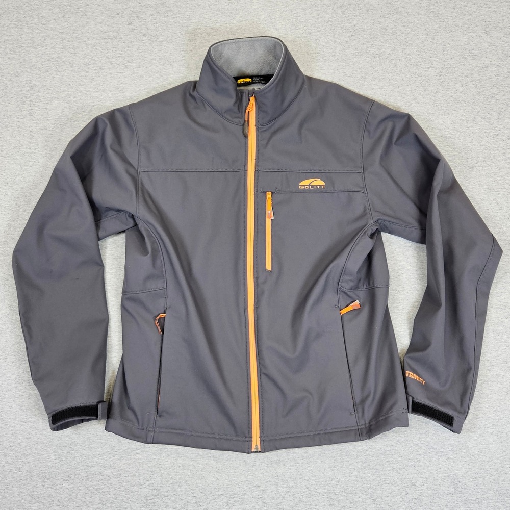 GoLite Trinity Mens Gray Orange Softshell Fleece Lined Full Zip Jacket Size M